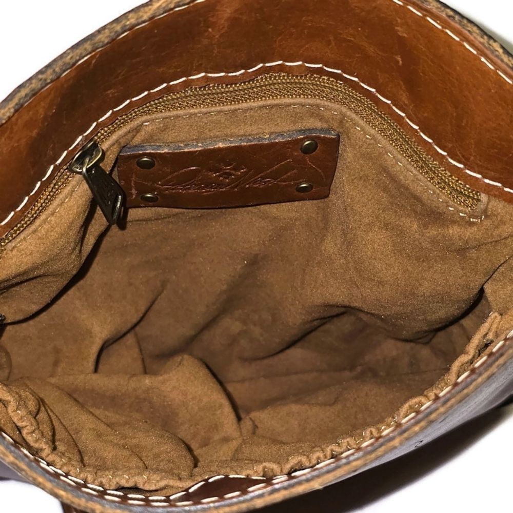 Patricia Nash Venezia Heritage Crossbody Purse Leather Bag Brown 9.5" X 8.5" - Picture 10 of 15